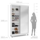 Ver imagem 3 de Sapateira 2 Portas de Correr com Espelho e 20 Prateleiras Ajustáveis Diamante Yescasa