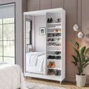 Ver imagem 1 de Sapateira 2 Portas de Correr com Espelho e 20 Prateleiras Ajustáveis Diamante Yescasa