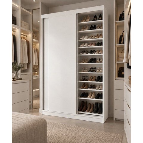 Sapateira 2 Portas de Correr e 20 Prateleiras com Diferentes Níveis Diamante Yescasa Branco