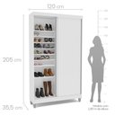 Ver imagem 3 de Sapateira 2 Portas de Correr e 20 Prateleiras com Diferentes Níveis Diamante Yescasa Branco