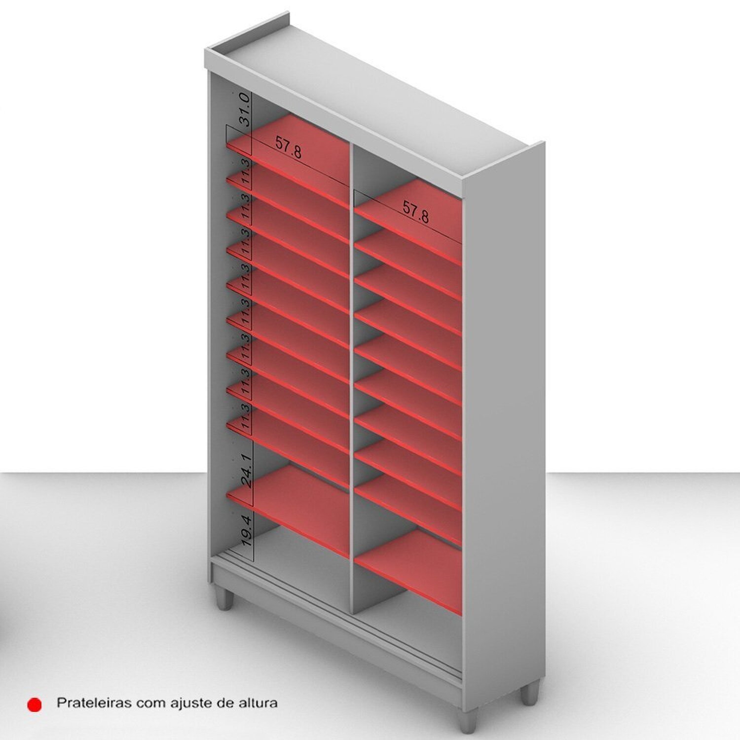 Sapateira 2 Portas de Correr e 20 Prateleiras com Diferentes Níveis Diamante Yescasa - 6