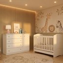 Ver imagem 1 de Conjunto Quarto de Bebê com Berço 3 em 1 e Cômoda MDF Branco Yescasa