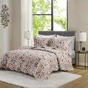 Ver imagem 1 de Cobre Leito Colcha Queen Dupla Face 03 Peças com Porta Travesseiro Aba Americana Rosa