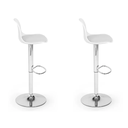 Ver imagem 2 de Kit 2 Banquetas Giratória Alta com Assento e Encosto na Cor Branca - Base Cromada e Apoio para Os Pé