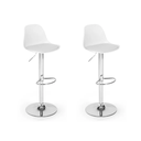 Ver imagem 4 de Kit 2 Banquetas Giratória Alta com Assento e Encosto na Cor Branca - Base Cromada e Apoio para Os Pé