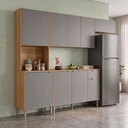 Ver imagem 1 de Cozinha Compacta 9 Portas 1 Gaveta 249,9 cm Soul Cinza Freijó/Gris