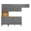 Ver imagem 2 de Cozinha Compacta 9 Portas 1 Gaveta 249,9 cm Soul Cinza Freijó/Gris
