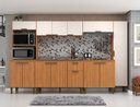 Ver imagem 1 de Cozinha Modulada 6 Peças Iara 300cm x 193cm x 53cm Marrom/Freijó/Off White