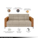 Ver imagem 3 de Sofá Living Decorativo Houston 2 Lugares 200cm Pés em Metal Linho/ Pu Bege Escuro/ Caramelo G33 - Gr