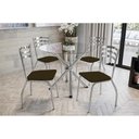 Ver imagem 1 de Sala de Jantar Completa Volga c/ Tampo Vidro 95cm + 4 Cadeiras Portugal Cromado/Courano Marrom -
