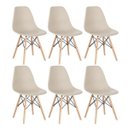 Ver imagem 1 de Kit 6 Cadeiras Charles Eames Eiffel Dsw - Base de Madeira Clara - Nude Multicolorido