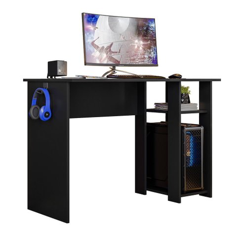 Mesa Gamer para Computador Escrivaninha para Escritorio Slim - Peternella:preto