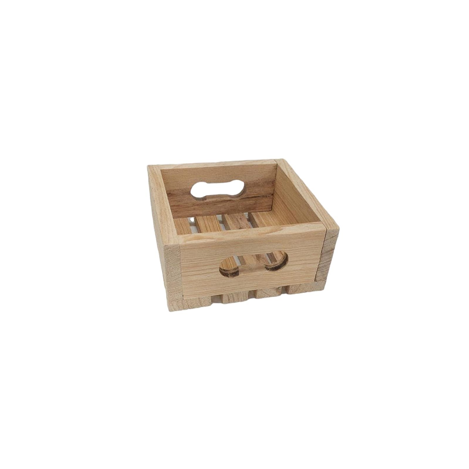 Caixote Para Montagem de Cesta de Presentes 20x20x8cm Caixa Organizadora Em Madeira Pinus - 2