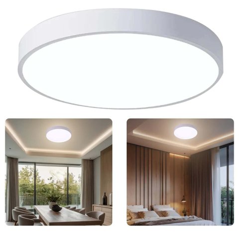 Luminária Plafon Led Sobrepor 3 Tons Teto Moderno Decoração Iluminação Sala Escritorio Empresa Quart