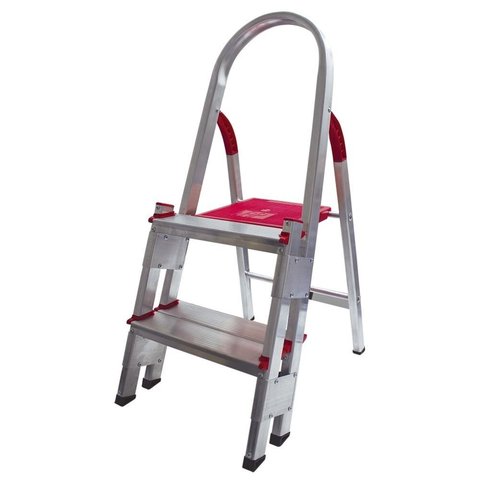 Escada de Alumínio 2 Degraus Duplos Prática .