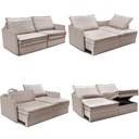 Ver imagem 2 de Sofá sem Caixa Retrátil Baú 1,55m Lounge Linho Bege Claro Cama inbox