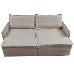Sofá sem Caixa Retrátil Baú 1,55m Lounge Linho Bege Claro Cama inbox - 6