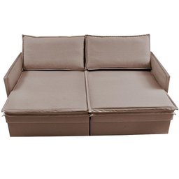 Sofá sem Caixa Retrátil Baú 1,55m Lounge Linho Bege Claro Cama inbox - 14