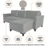 Sofá 3 Lugares Cannes 2,50m com Chaise Direito Linho Cinza Escuro - 12