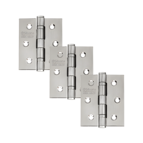 Dobradiça para Porta Silvana 2.1/2" com Rolamento 882 Embutir 25kg Inox Escovado com 3 Unidades