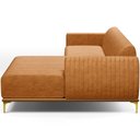 Ver imagem 2 de Sofá 5 Lugares Chaise Direito Sala Molino 320cm D02 Pés D\'ouro Couríssimo Whisky B-90