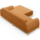 Ver imagem 4 de Sofá 5 Lugares Chaise Direito Sala Molino 320cm D02 Pés D\'ouro Couríssimo Whisky B-90