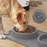 Comedouro Bebedouro Silicone 2 em 1 Cachorro Gato Pet Animais Agua Comida Raçao Tapete Dobravel Anti - 6