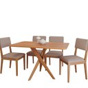 Ver imagem 2 de Conjunto Sala de Jantar Cacau 130cm sem Vidro com 4 Cadeiras Sabiá Marrom/Cinamomo/Bege