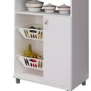 Ver imagem 3 de Fruteira De Chão Moderna 2 Cestos 1 Porta Branco Paris Movel Bento