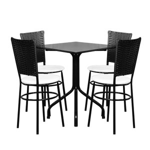 Conjunto Mesa Preta 70x70 Laumar com 4 Cadeiras Preta: Branco