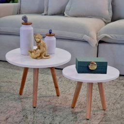 Mesa de Centro para Sala Pés de Madeira Decorativa  - 1