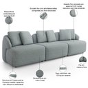 Ver imagem 3 de Sofá 4 Lugares para Sala de Estar Living 288cm Arlo F04 Linho Cinza - Lyam Decor