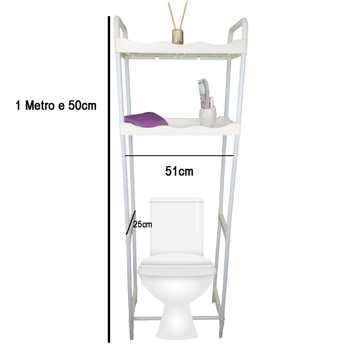 Rack Estante Banheiro 2 Prateleiras Vaso Sanitario Casa Lavandeira Cozinha Pratico Armazenamento Org - 5