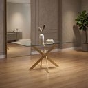 Ver imagem 1 de Mesa de Jantar Lara Base Aço Carbono Tampo 160cm Vidro 10mm 6 Lugares Design Sala de Jantar - Bronze