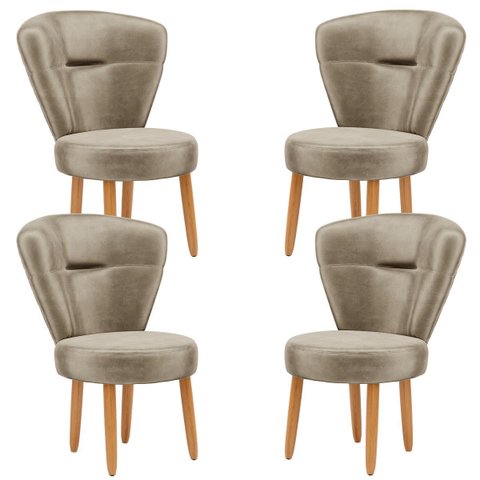Kit 4 Poltronas para Recepção Maquiagem Sala de Jantar Ergonômica Tecido Veludo Pés Palito