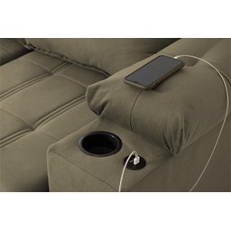 Sofá Retrátil Reclinável Verona Usb + Porta Copo 2,30m Suede Velut Tabaco C/ Molas no Assento - - 7