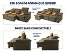 Ver imagem 5 de Sofá Retrátil Reclinável Verona Usb + Porta Copo 2,30m Suede Velut Tabaco C/ Molas no Assento -