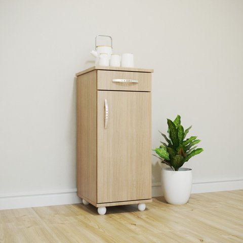 Multiuso Balcão Slim 1 Porta e 1 Gaveta Marrom/Canela