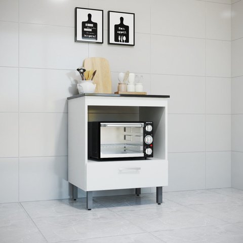 Balcão Forno com Tampo 86,5cm x 70cm x 53,5cm Branco