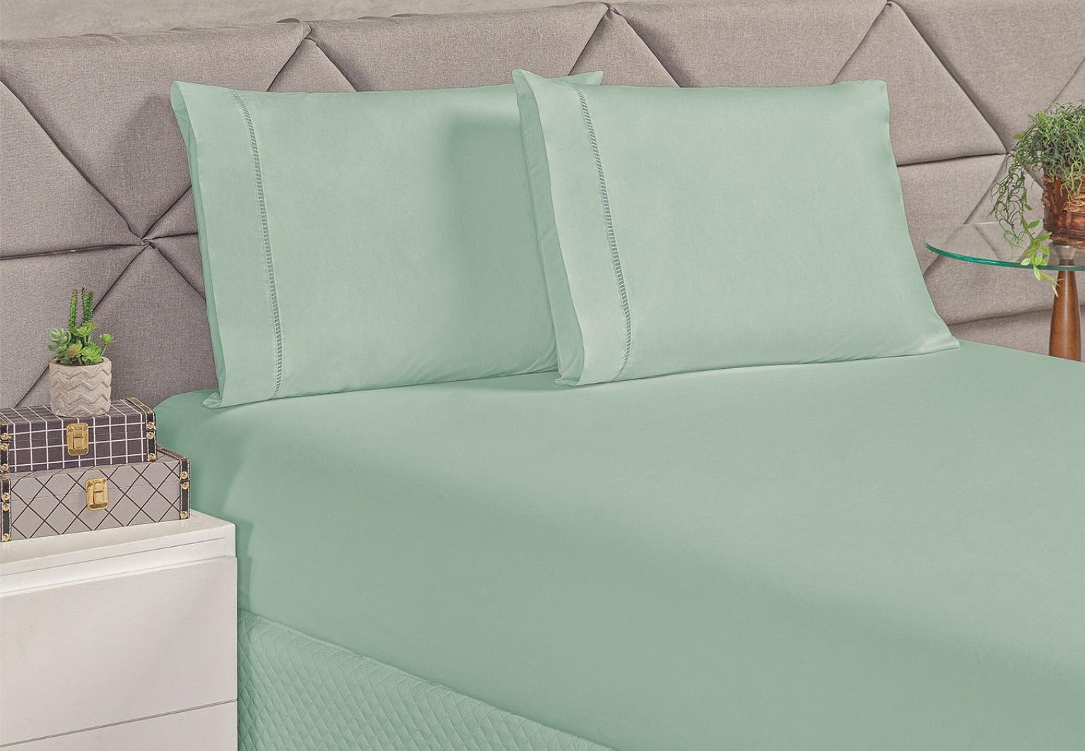 Jogo Lençol Kit Cama King C 2 Fronha e Lencois com Elásticos ...