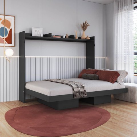Cama Casal Articulável Horizontal 140 Hanover Cinza/Grafite