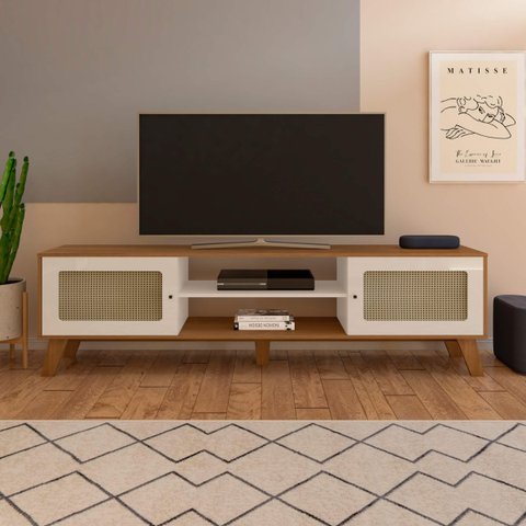 Rack Bancada Charlotte para Tv 75 Cinamomo/off White