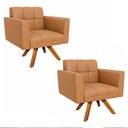Ver imagem 2 de Poltrona Sala Decorativa Kit 2 Elisa Giratória Castanho Mm30 Sintético Pu Whisky D03 - D’Rossi