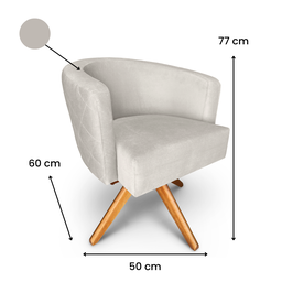 Poltrona Decorativa Leila em Veludo Base de Madeira MQ Decor - Off White Veludo - 2