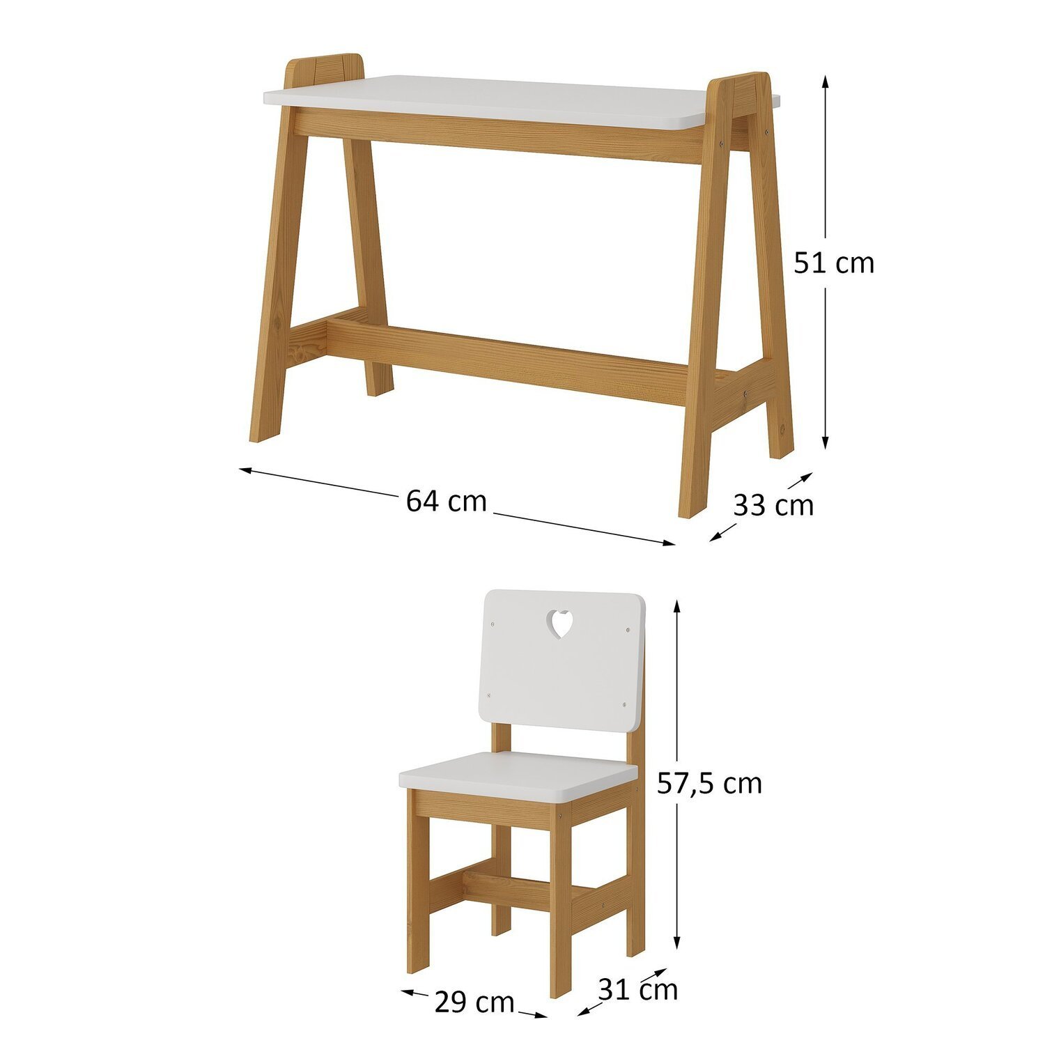 Conjunto Mesa Escrivaninha + 1 Cadeira Infantil Sofia Madeira de Pinus / Mdf - 3