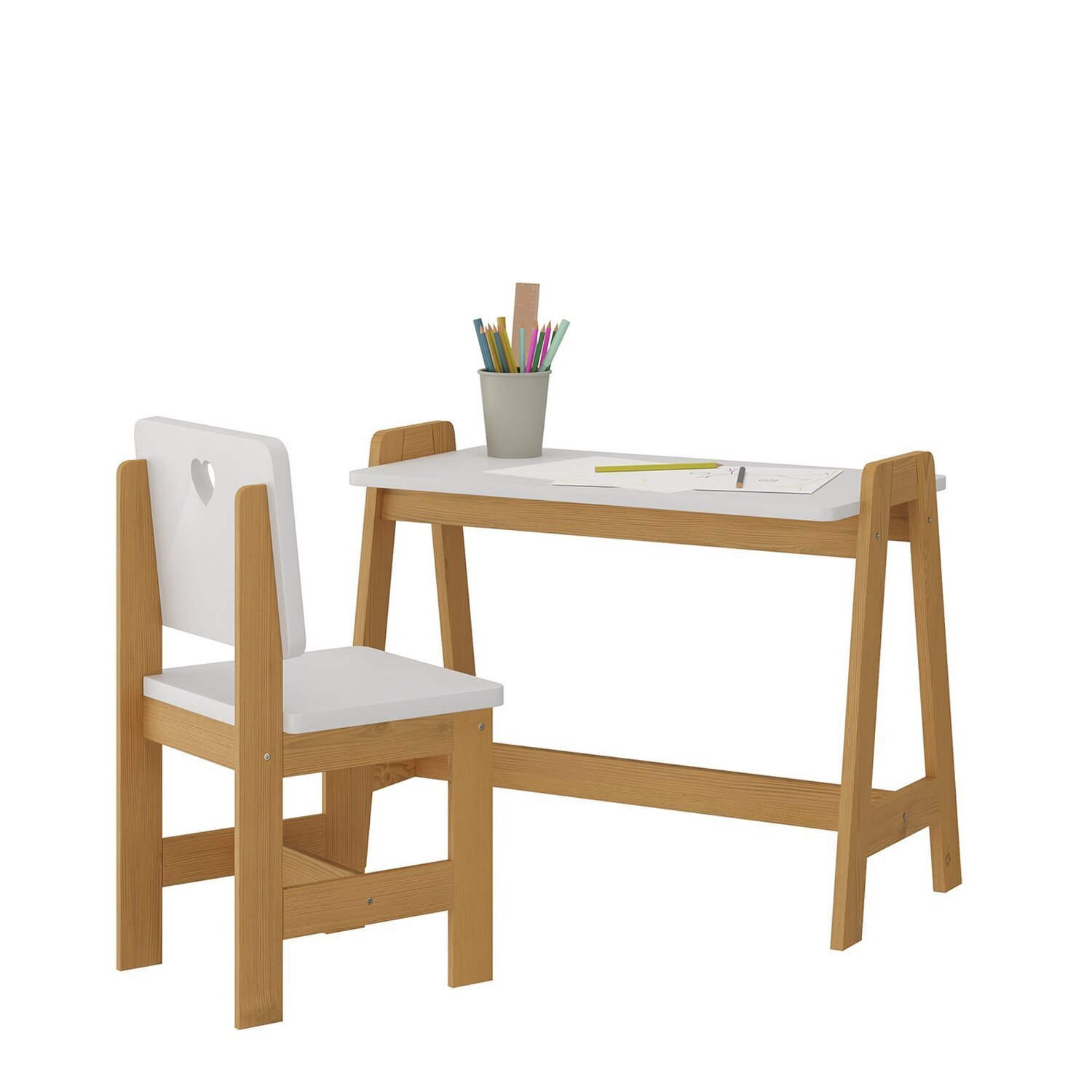 Conjunto Mesa Escrivaninha + 1 Cadeira Infantil Sofia Madeira de Pinus / Mdf - 2