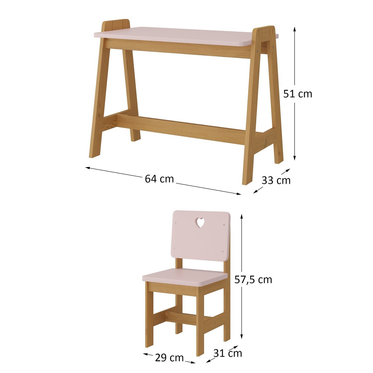 Conjunto Mesa Escrivaninha + 1 Cadeira Infantil Sofia Madeira de Pinus / Mdf - 3