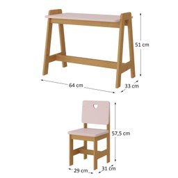 Conjunto Mesa Escrivaninha + 1 Cadeira Infantil Sofia Madeira de Pinus / Mdf - 3