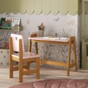 Ver imagem 1 de Conjunto Mesa Escrivaninha + 1 Cadeira Infantil Sofia Madeira Maciça / Mdf