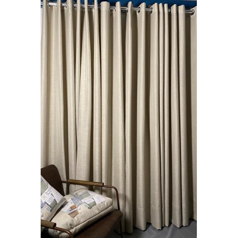 Cortina no Tecido Linho Flamê Bege com Forro Microfibra Bege - 3,10l X 2,60a